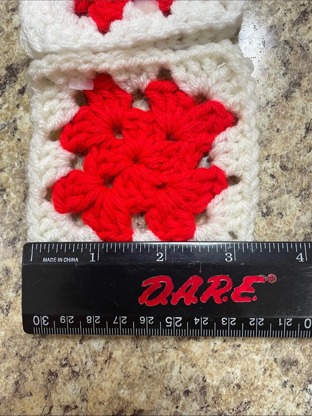 Vintage Handmade Crochet Granny Square Coasters. Lot of 6.